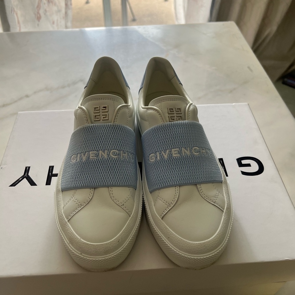 Givenchy White Sneakers with Light Blue Strap